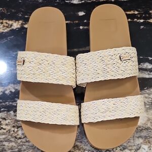 REEF~Beach-Ready Woven Double Strap Slide Sandals - Beige